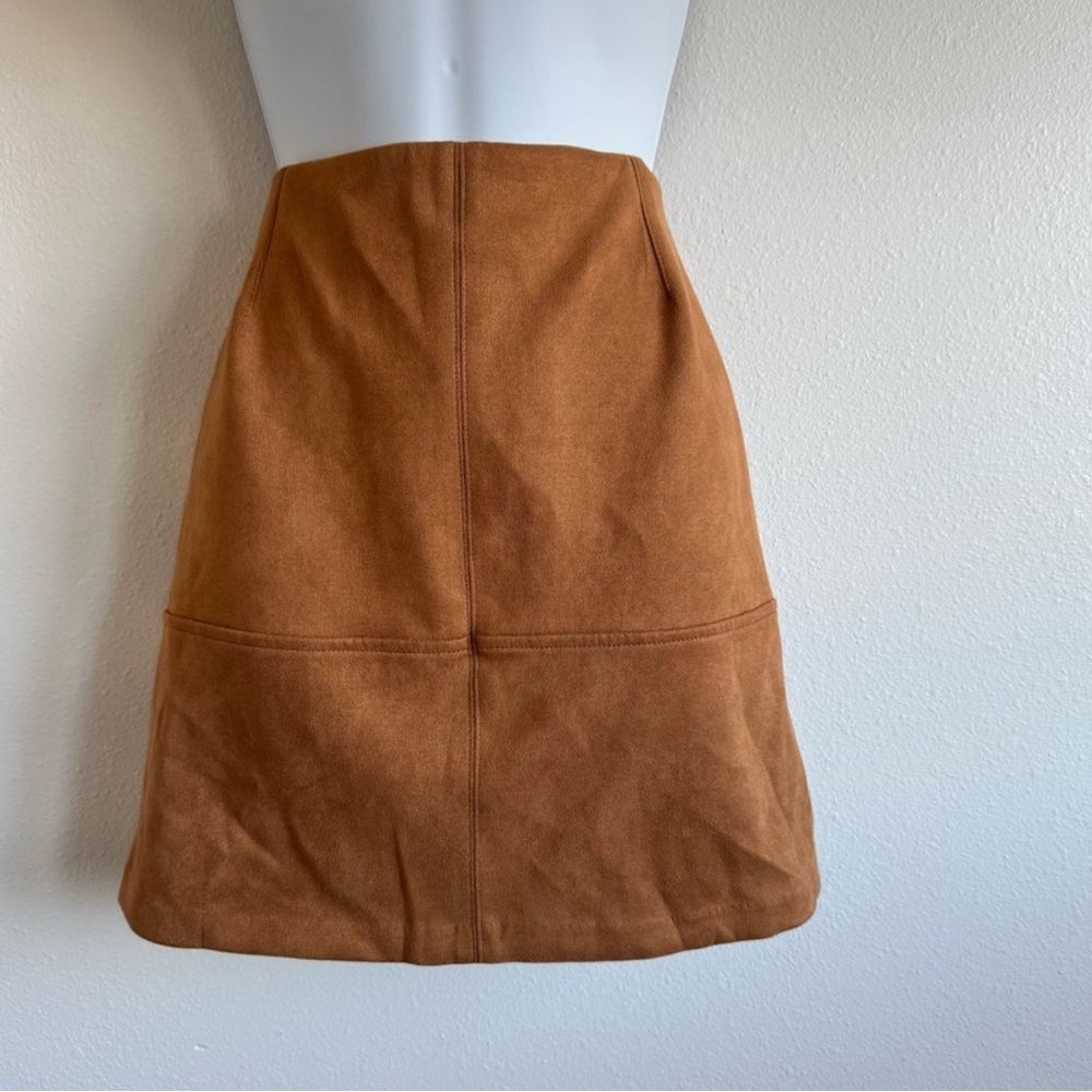 Have Tan A-line Mini Shirt with Visible Seems. SzL Western Boho Office Siren